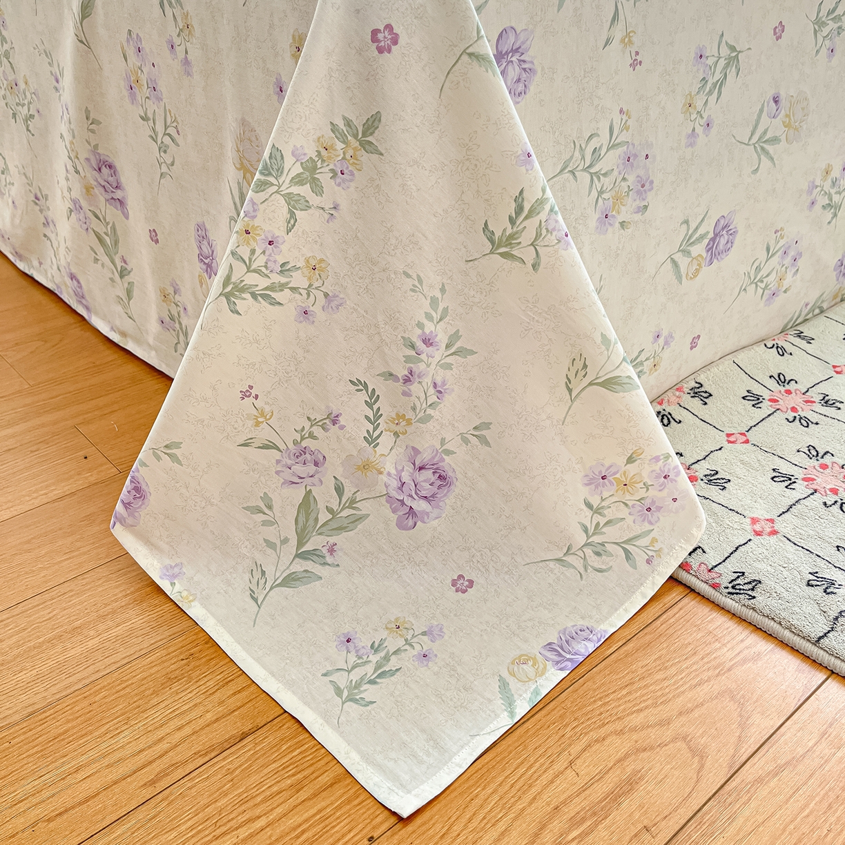 91家纺网 家纺一手货源 找家纺 花梦欣 2026新款全棉纯棉印花单品系列花卉款单被套被套单品单被套 芜晴花紫