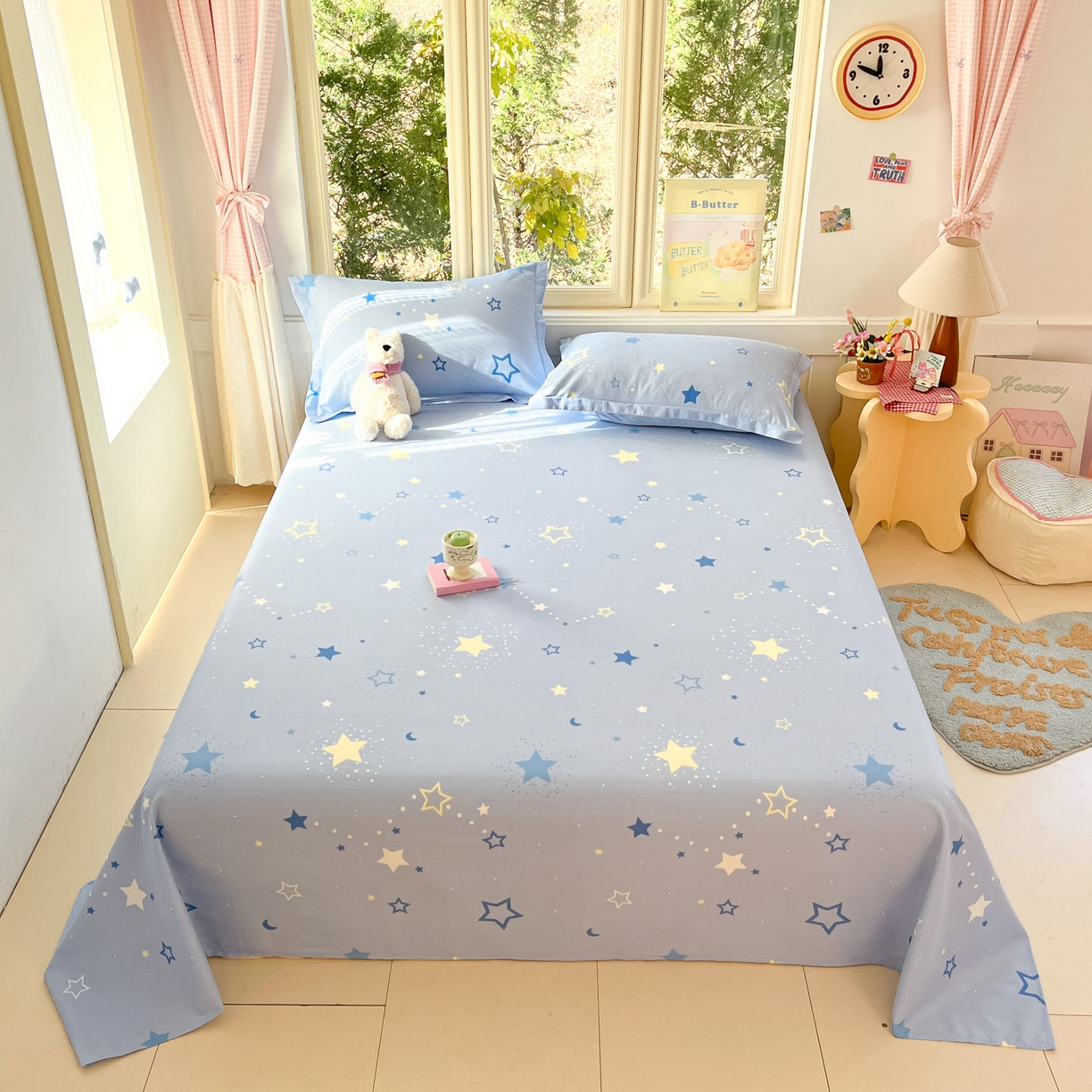 91家纺网 家纺一手货源 找家纺 莱通家纺 2026春夏新款全棉12868印花四件套单品系列-单床单 五星集