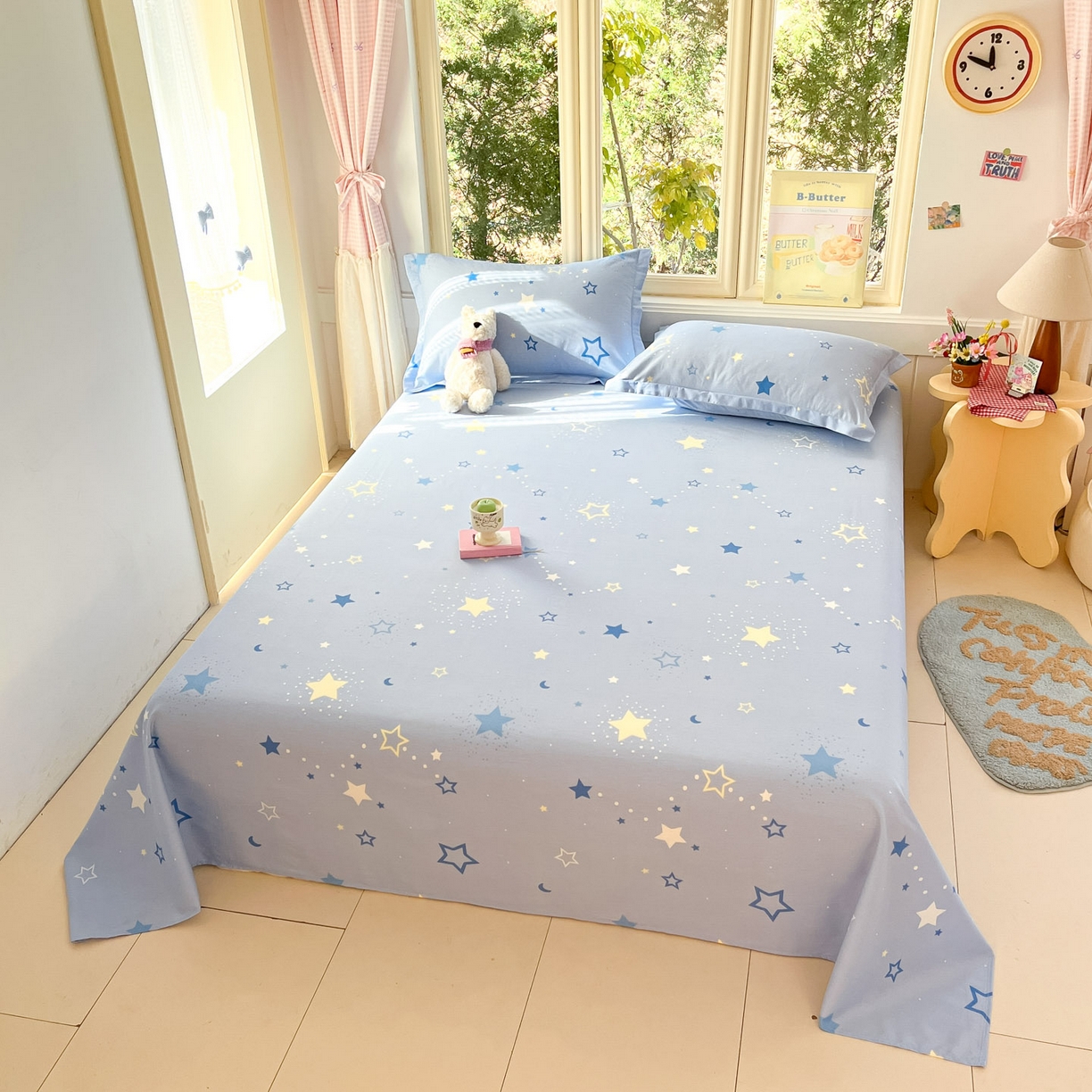 91家纺网 家纺一手货源 找家纺 莱通家纺 2026春夏新款全棉12868印花四件套单品系列-单床单 五星集