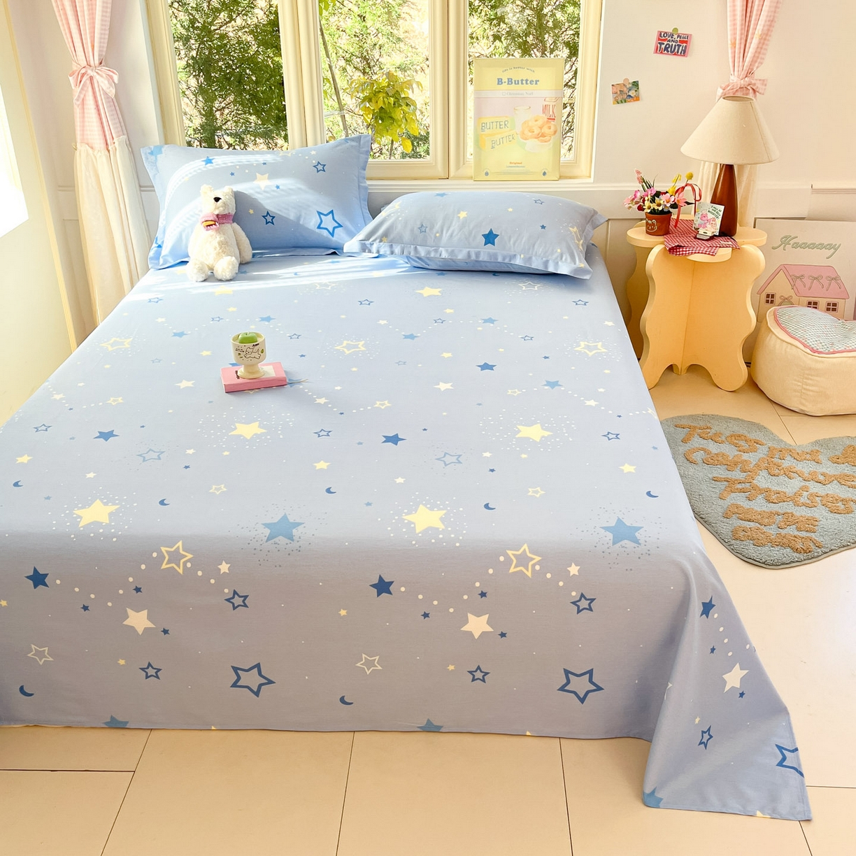 91家纺网 家纺一手货源 找家纺 莱通家纺 2026春夏新款全棉12868印花四件套单品系列-单床单 五星集