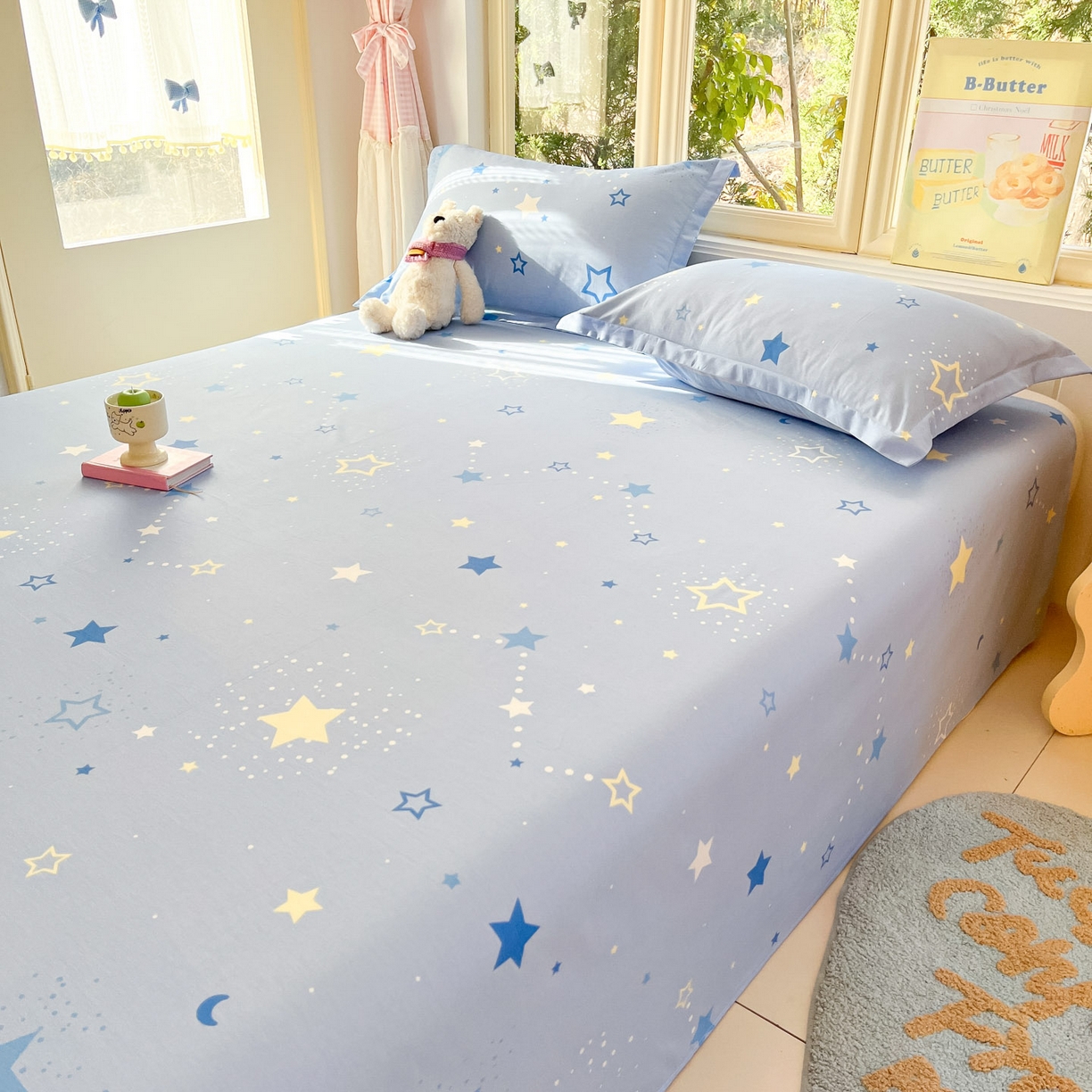 91家纺网 家纺一手货源 找家纺 莱通家纺 2026春夏新款全棉12868印花四件套单品系列-单床单 五星集