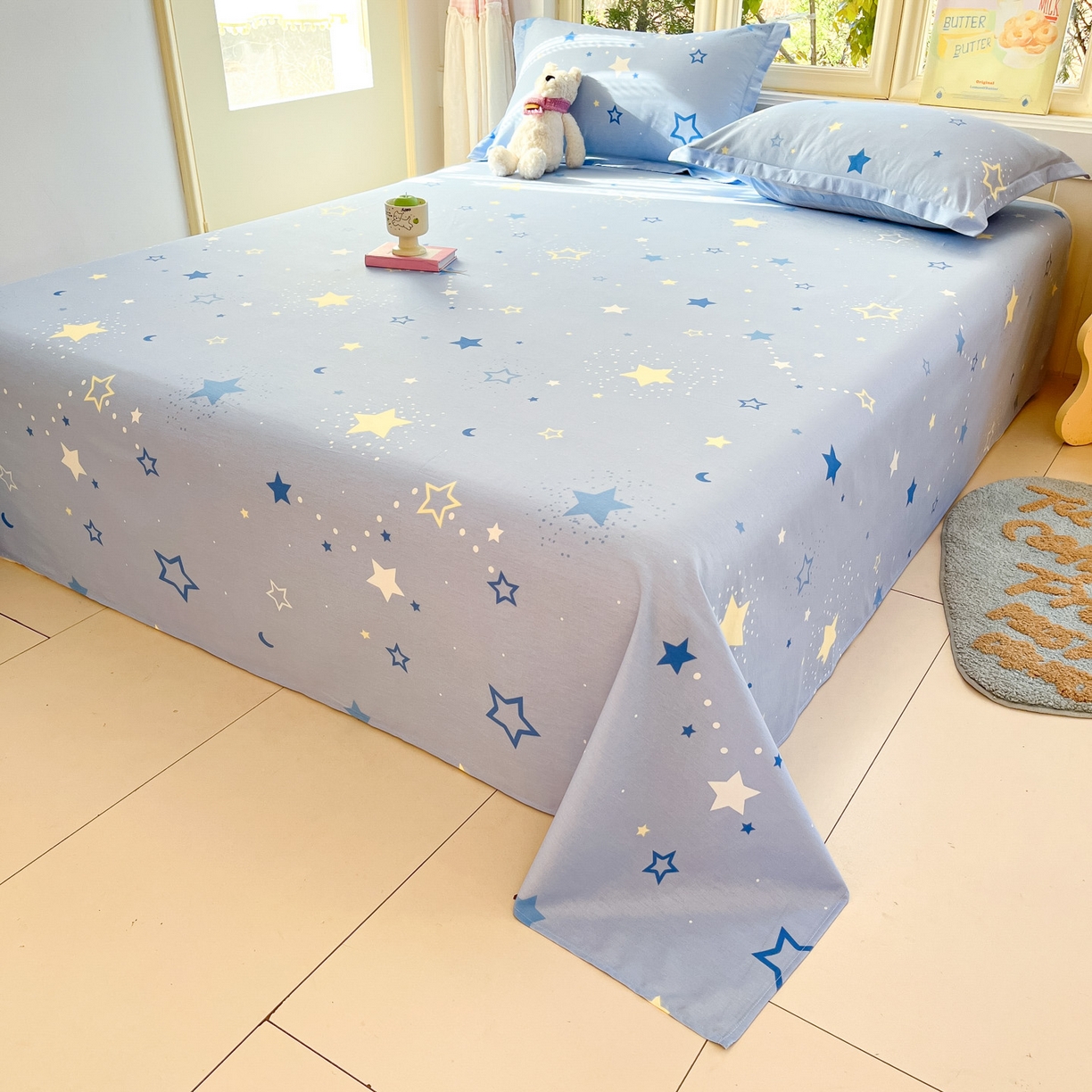 91家纺网 家纺一手货源 找家纺 莱通家纺 2026春夏新款全棉12868印花四件套单品系列-单床单 五星集