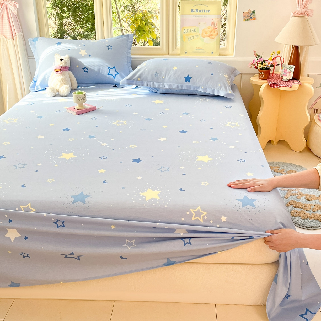 91家纺网 家纺一手货源 找家纺 莱通家纺 2026春夏新款全棉12868印花四件套单品系列-单床单 五星集