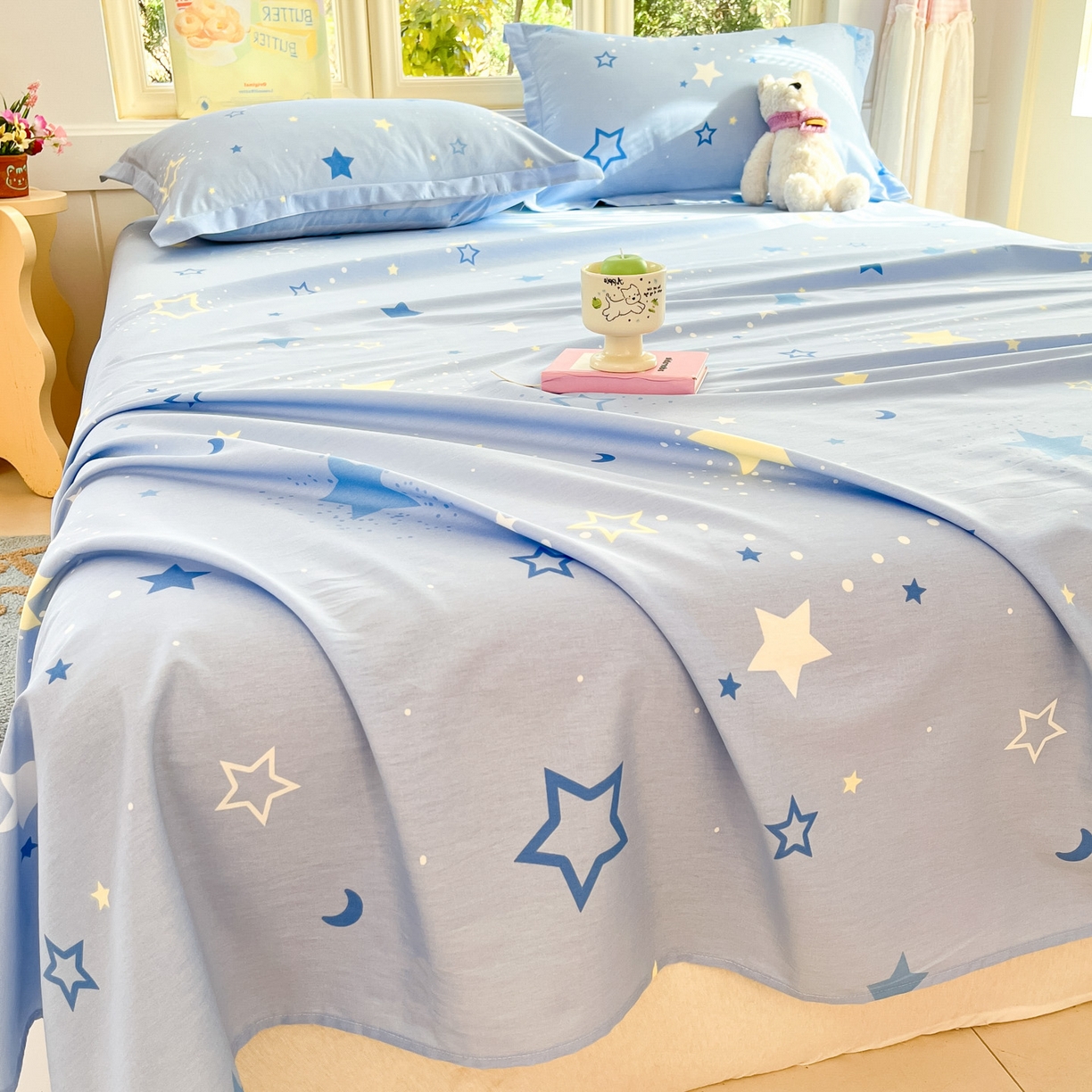 91家纺网 家纺一手货源 找家纺 莱通家纺 2026春夏新款全棉12868印花四件套单品系列-单床单 五星集