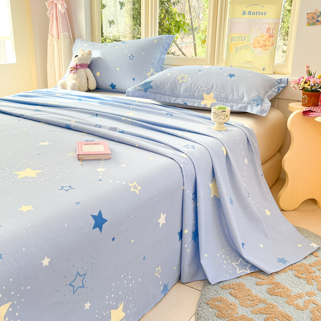 91家纺网 家纺一手货源 找家纺 莱通家纺 2026春夏新款全棉12868印花四件套单品系列-单床单 五星集