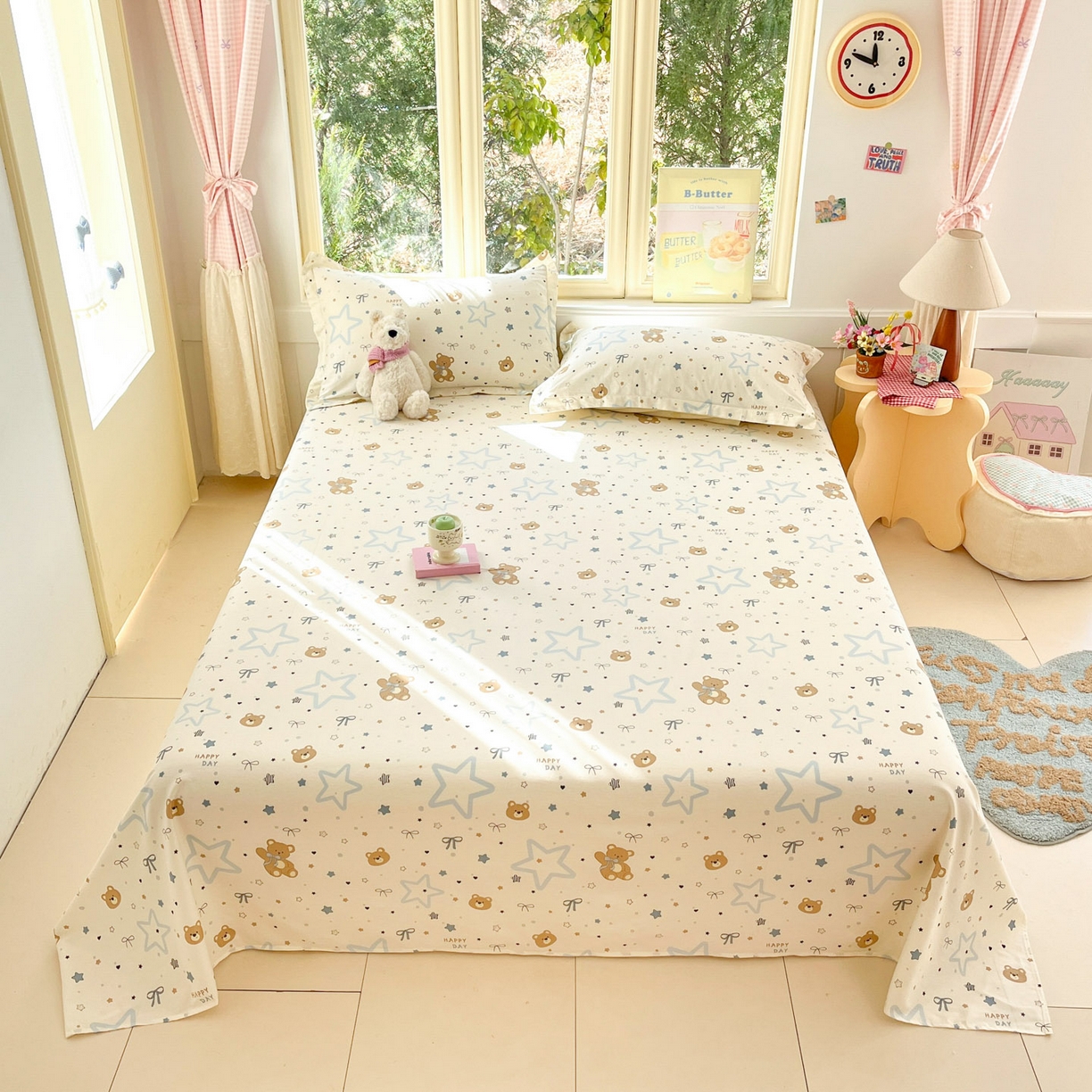 91家纺网 家纺一手货源 找家纺 莱通家纺 2026春夏新款全棉12868印花四件套单品系列-单床单 小熊天文馆