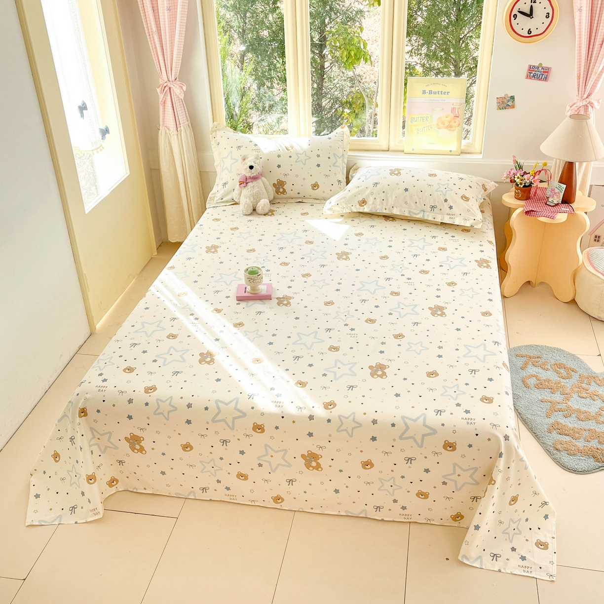 91家纺网 家纺一手货源 找家纺 莱通家纺 2026春夏新款全棉12868印花四件套单品系列-单床单 小熊天文馆