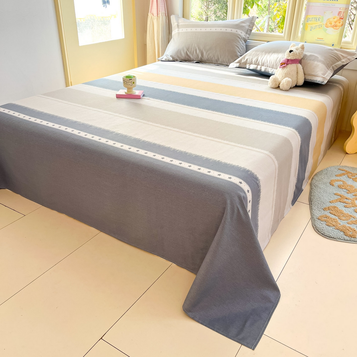 91家纺网 家纺一手货源 找家纺 莱通家纺 2026春夏新款全棉12868印花四件套单品系列-单床单 星辰大海