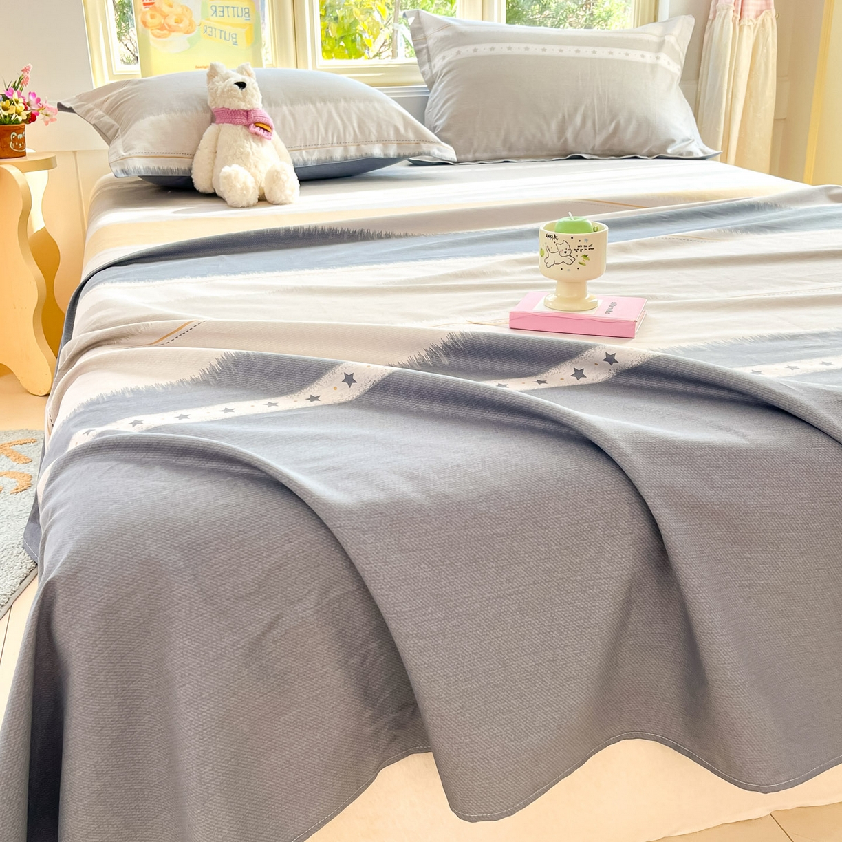 91家纺网 家纺一手货源 找家纺 莱通家纺 2026春夏新款全棉12868印花四件套单品系列-单床单 星辰大海