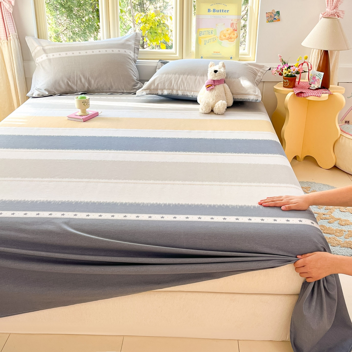 91家纺网 家纺一手货源 找家纺 莱通家纺 2026春夏新款全棉12868印花四件套单品系列-单床单 星辰大海