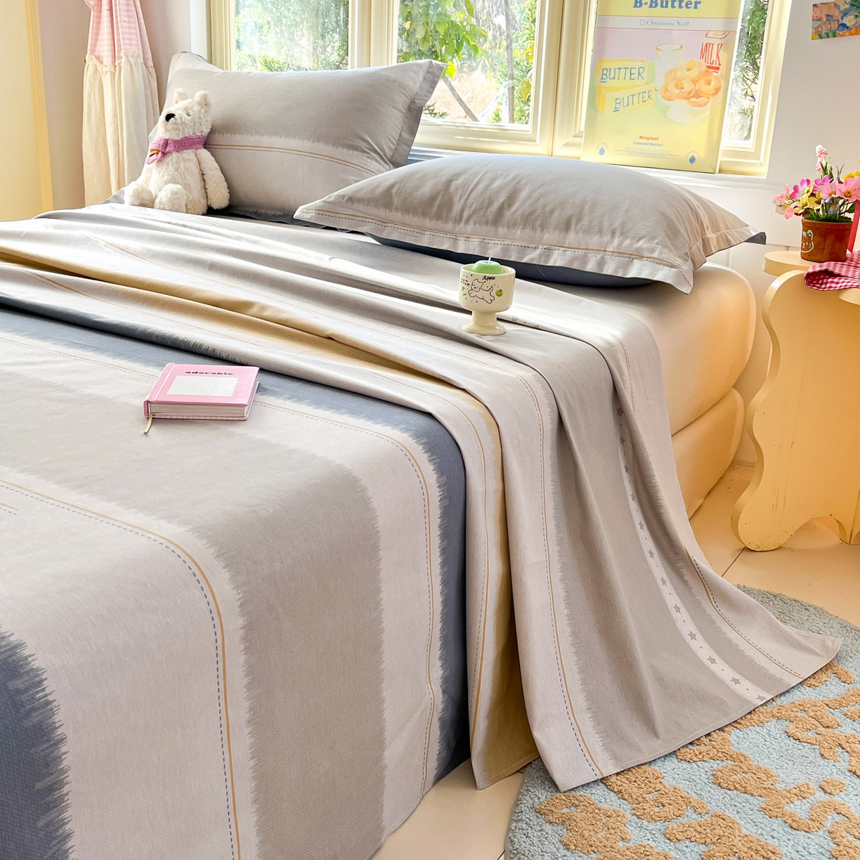 91家纺网 家纺一手货源 找家纺 莱通家纺 2026春夏新款全棉12868印花四件套单品系列-单床单 星辰大海