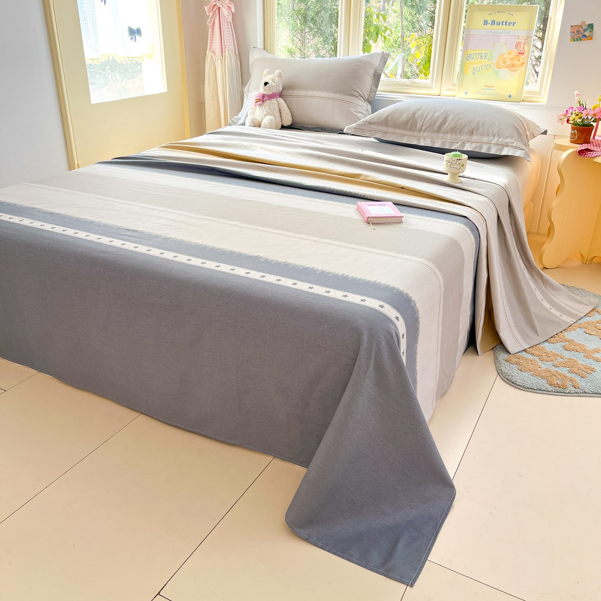 91家纺网 家纺一手货源 找家纺 莱通家纺 2026春夏新款全棉12868印花四件套单品系列-单床单 星辰大海