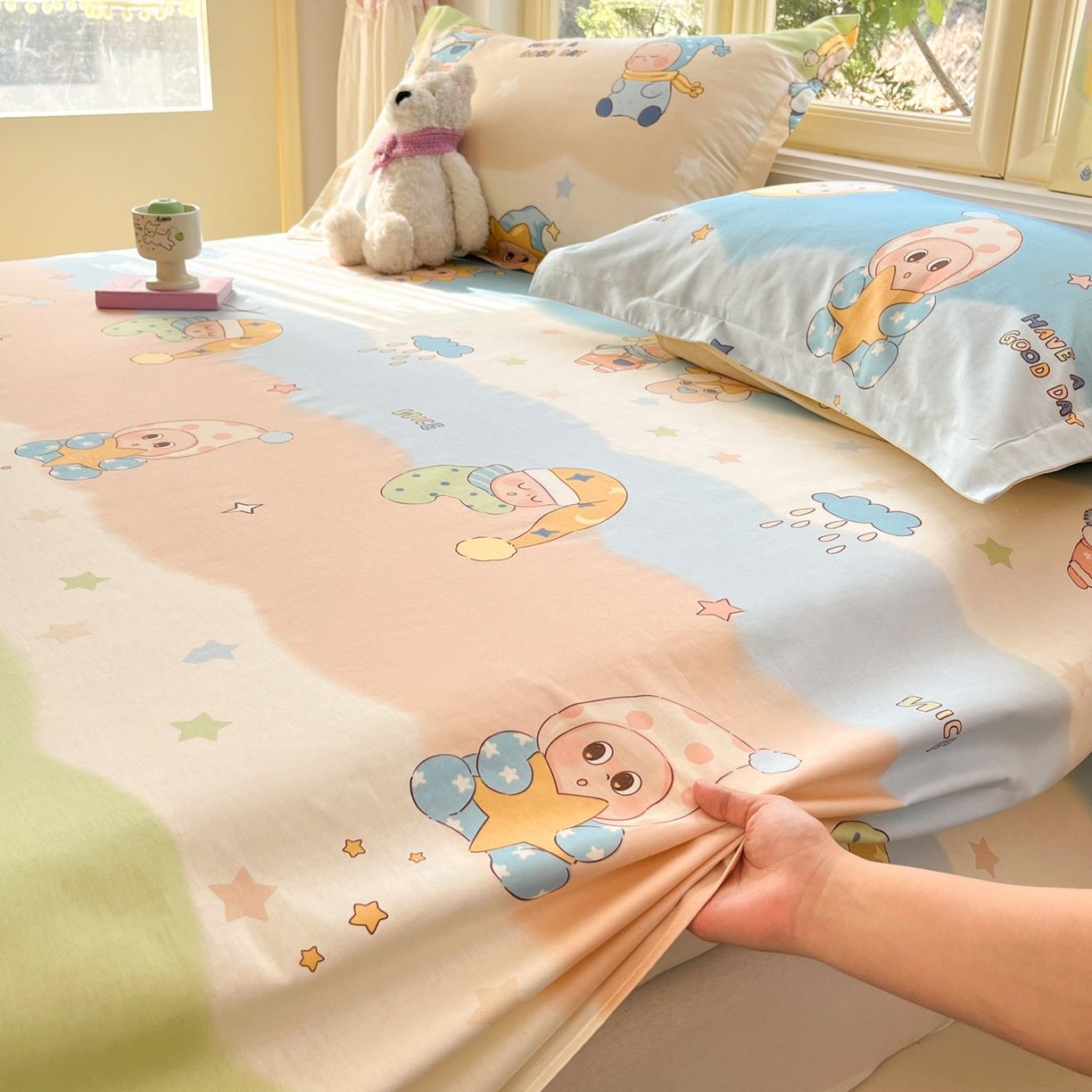 91家纺网 家纺一手货源 找家纺 莱通家纺 2026春夏新款全棉12868印花四件套单品系列-单床单 星梦童话