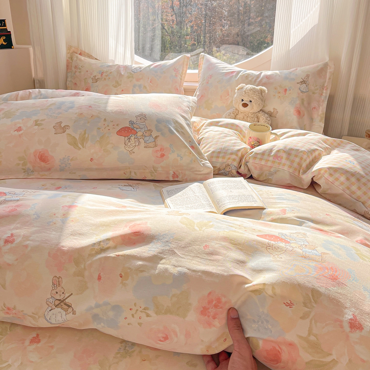 91家纺网 家纺一手货源 找家纺 花梦欣 2026新款全棉纯棉印花单品系列花卉款单被套被套单品单被套 油画弦音