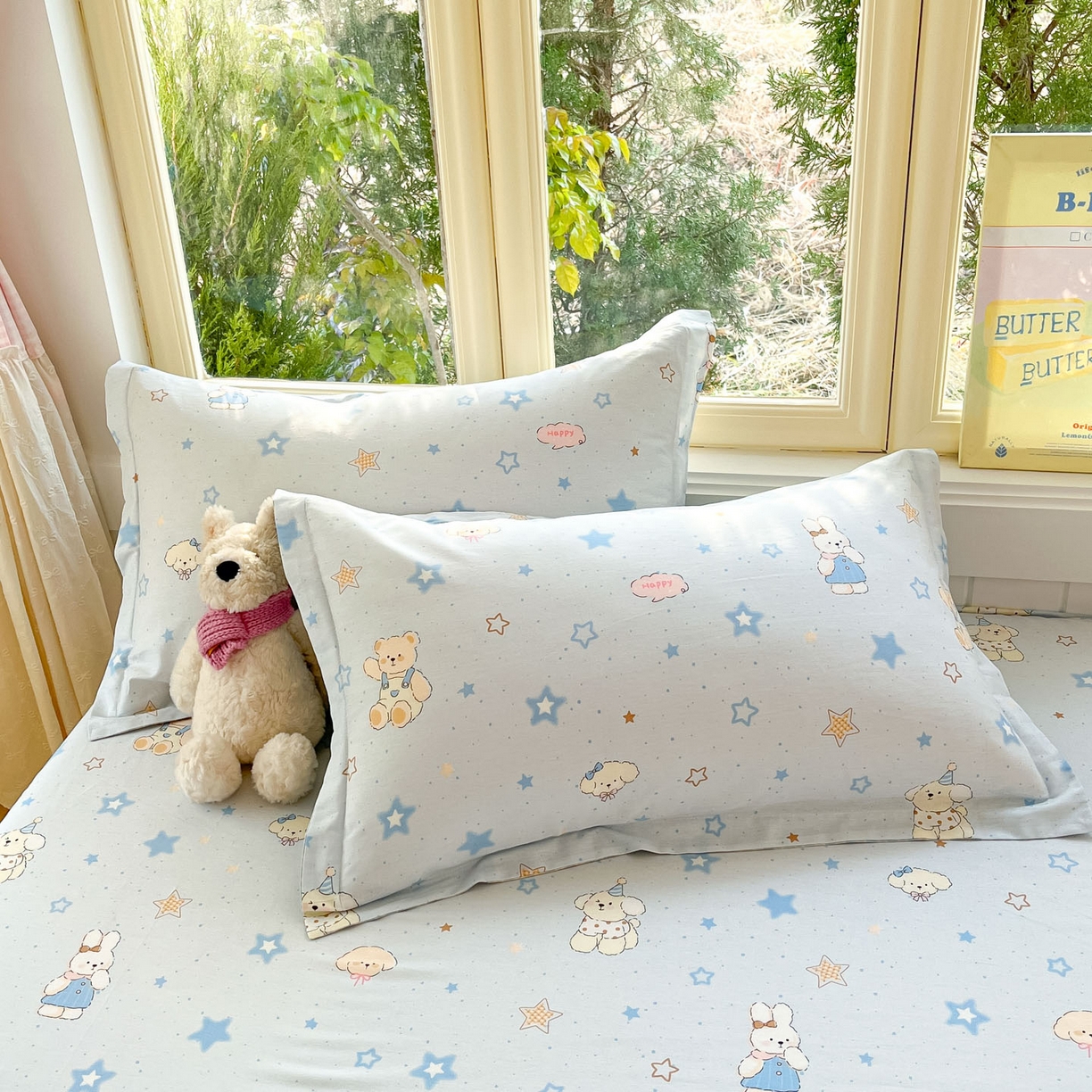 91家纺网 家纺一手货源 找家纺 莱通家纺 2026春夏新款全棉12868印花四件套单品系列-单床单 星星童话园