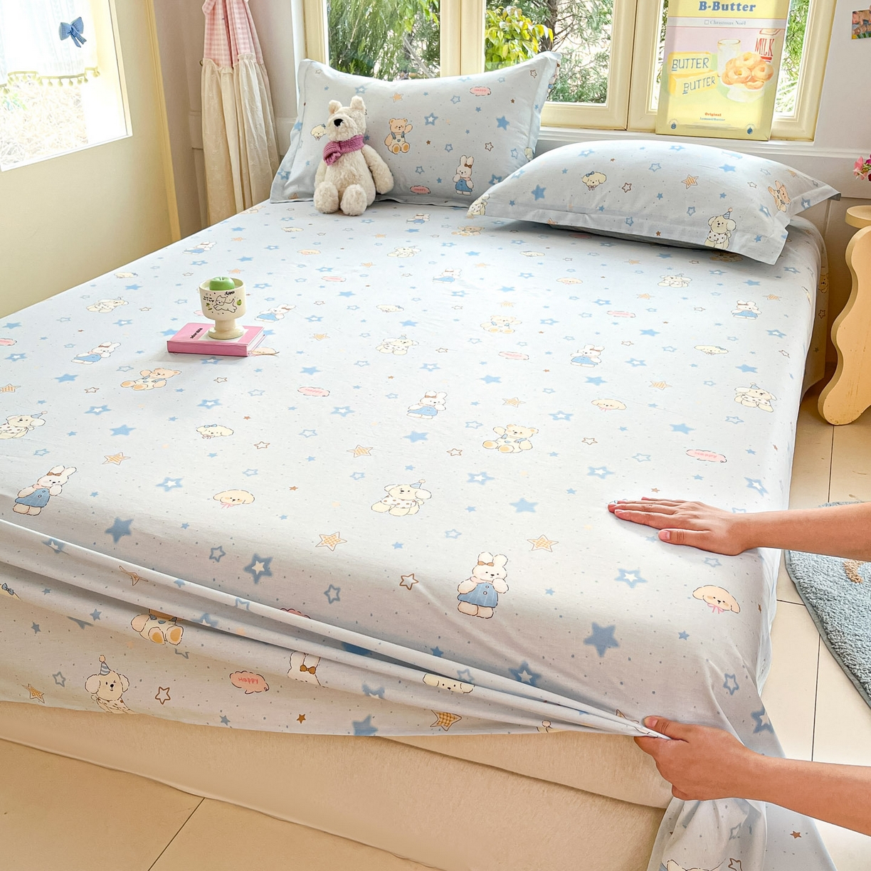 莱通家纺 2026春夏新款全棉12868印花四件套单品系列-单床单 星星童话园
