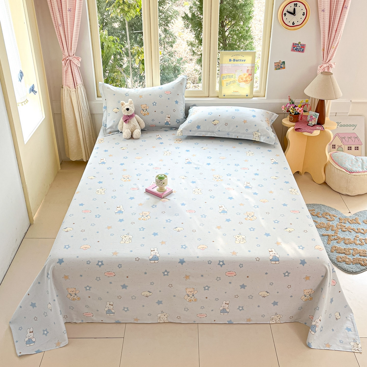 91家纺网 家纺一手货源 找家纺 莱通家纺 2026春夏新款全棉12868印花四件套单品系列-单床单 星星童话园