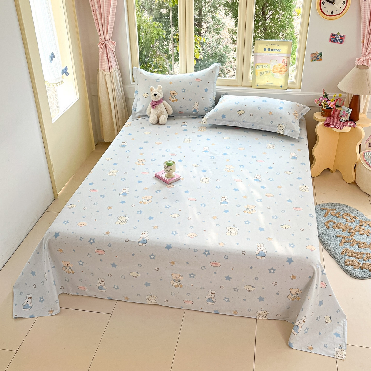 91家纺网 家纺一手货源 找家纺 莱通家纺 2026春夏新款全棉12868印花四件套单品系列-单床单 星星童话园