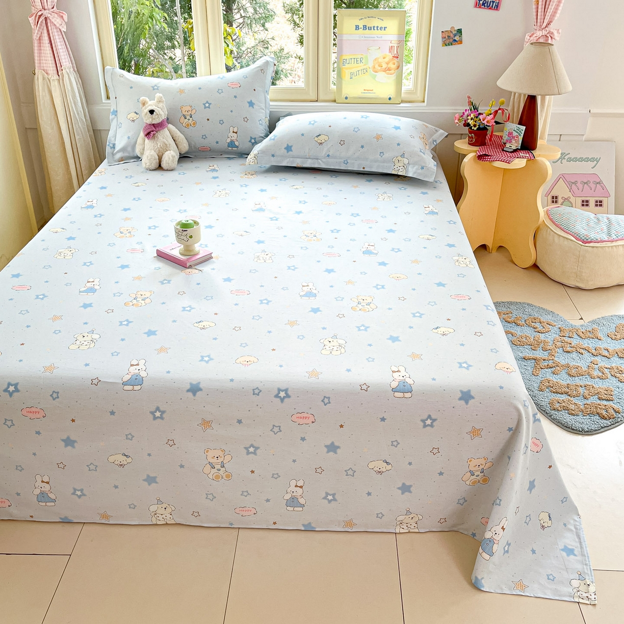 91家纺网 家纺一手货源 找家纺 莱通家纺 2026春夏新款全棉12868印花四件套单品系列-单床单 星星童话园