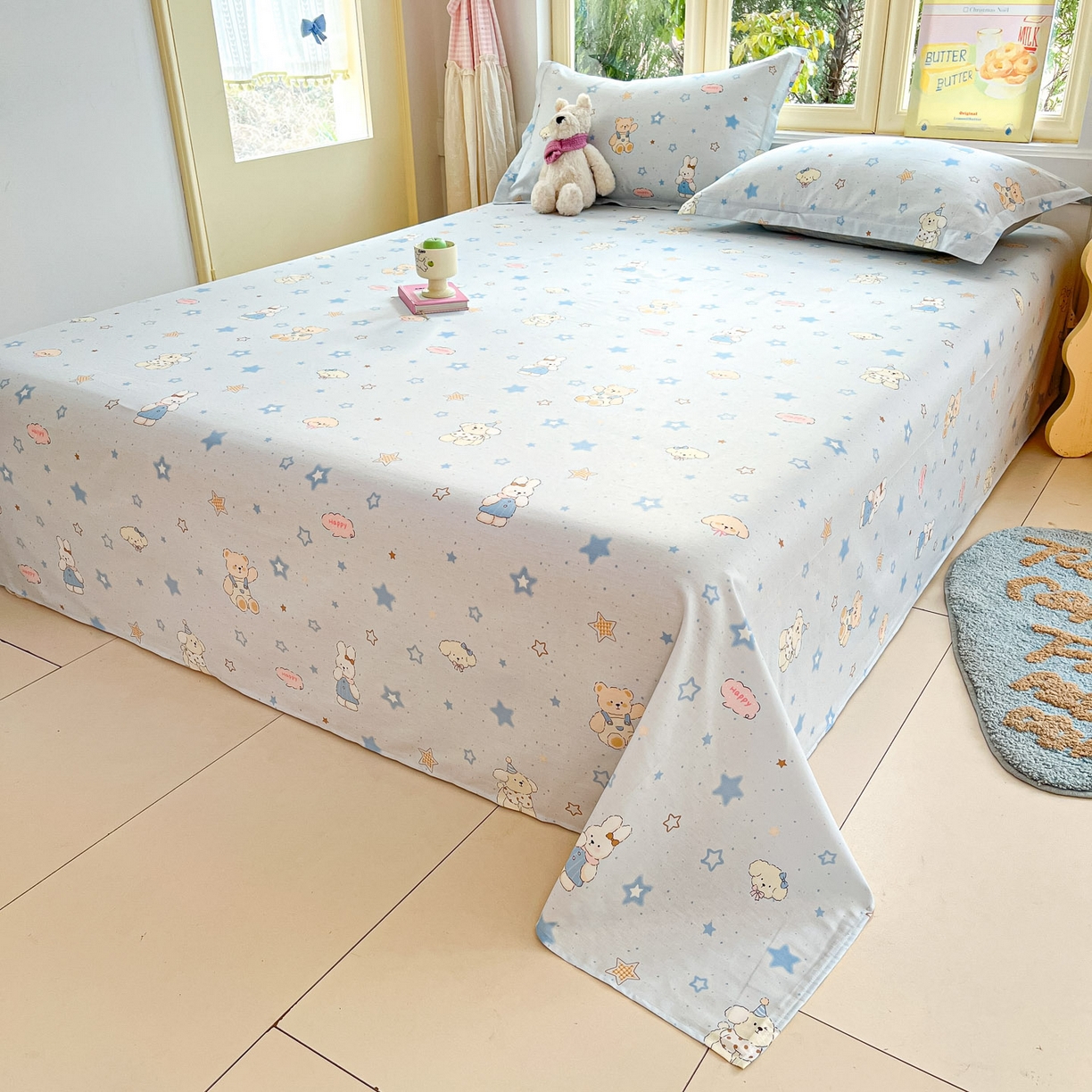 91家纺网 家纺一手货源 找家纺 莱通家纺 2026春夏新款全棉12868印花四件套单品系列-单床单 星星童话园