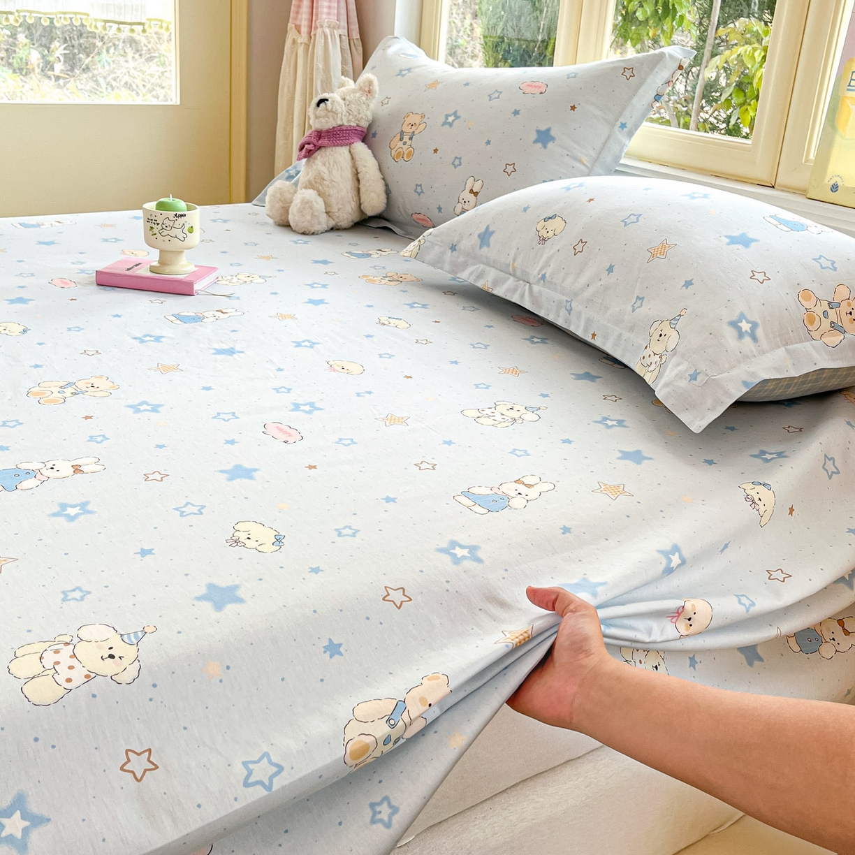 91家纺网 家纺一手货源 找家纺 莱通家纺 2026春夏新款全棉12868印花四件套单品系列-单床单 星星童话园