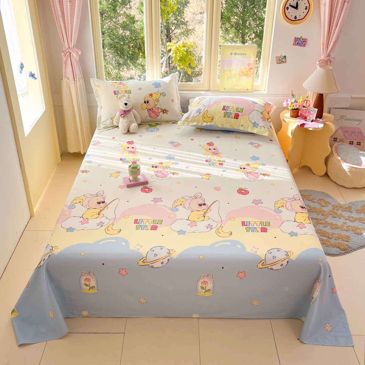 91家纺网 家纺一手货源 找家纺 莱通家纺 2026春夏新款全棉12868印花四件套单品系列-单床单 星星仔的梦