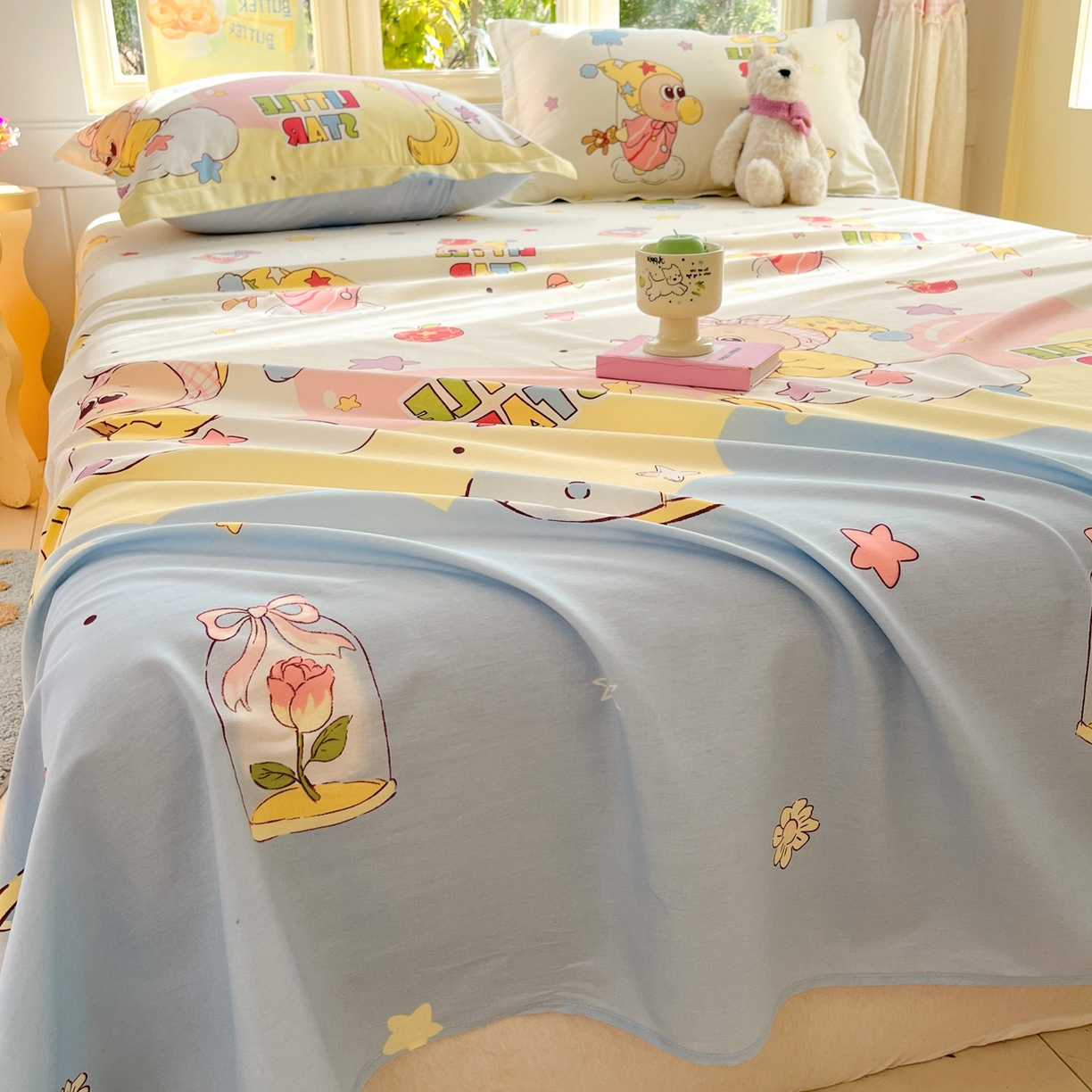 91家纺网 家纺一手货源 找家纺 莱通家纺 2026春夏新款全棉12868印花四件套单品系列-单床单 星星仔的梦