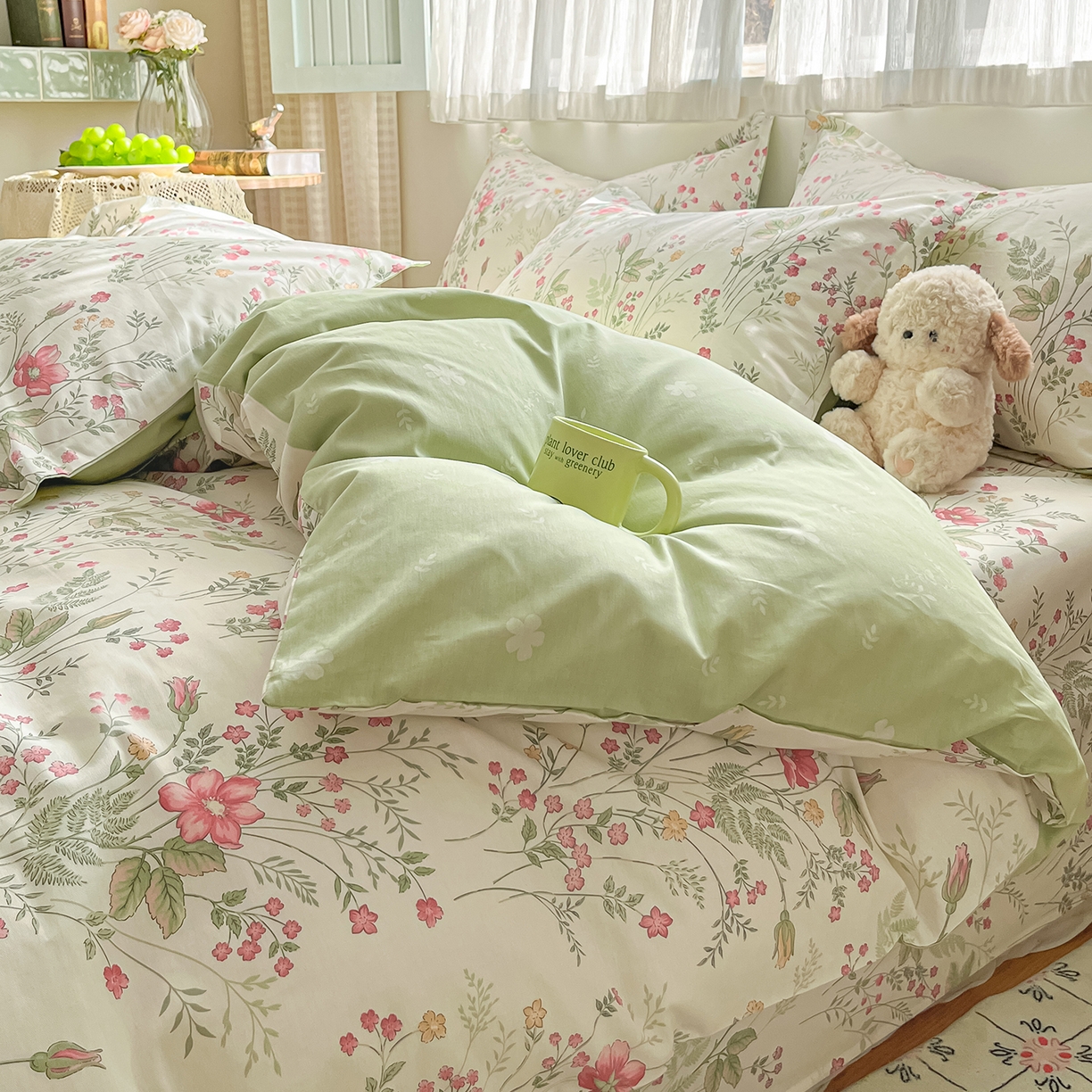 91家纺网 家纺一手货源 找家纺 花梦欣 2026新款全棉纯棉印花单品系列花卉款单被套被套单品单被套 玉笛花间