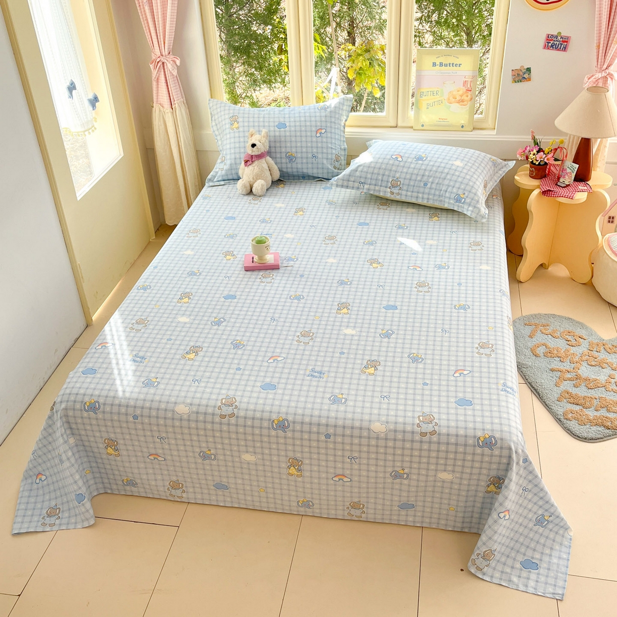 91家纺网 家纺一手货源 找家纺 莱通家纺 2026春夏新款全棉12868印花四件套单品系列-单床单 云朵象宝