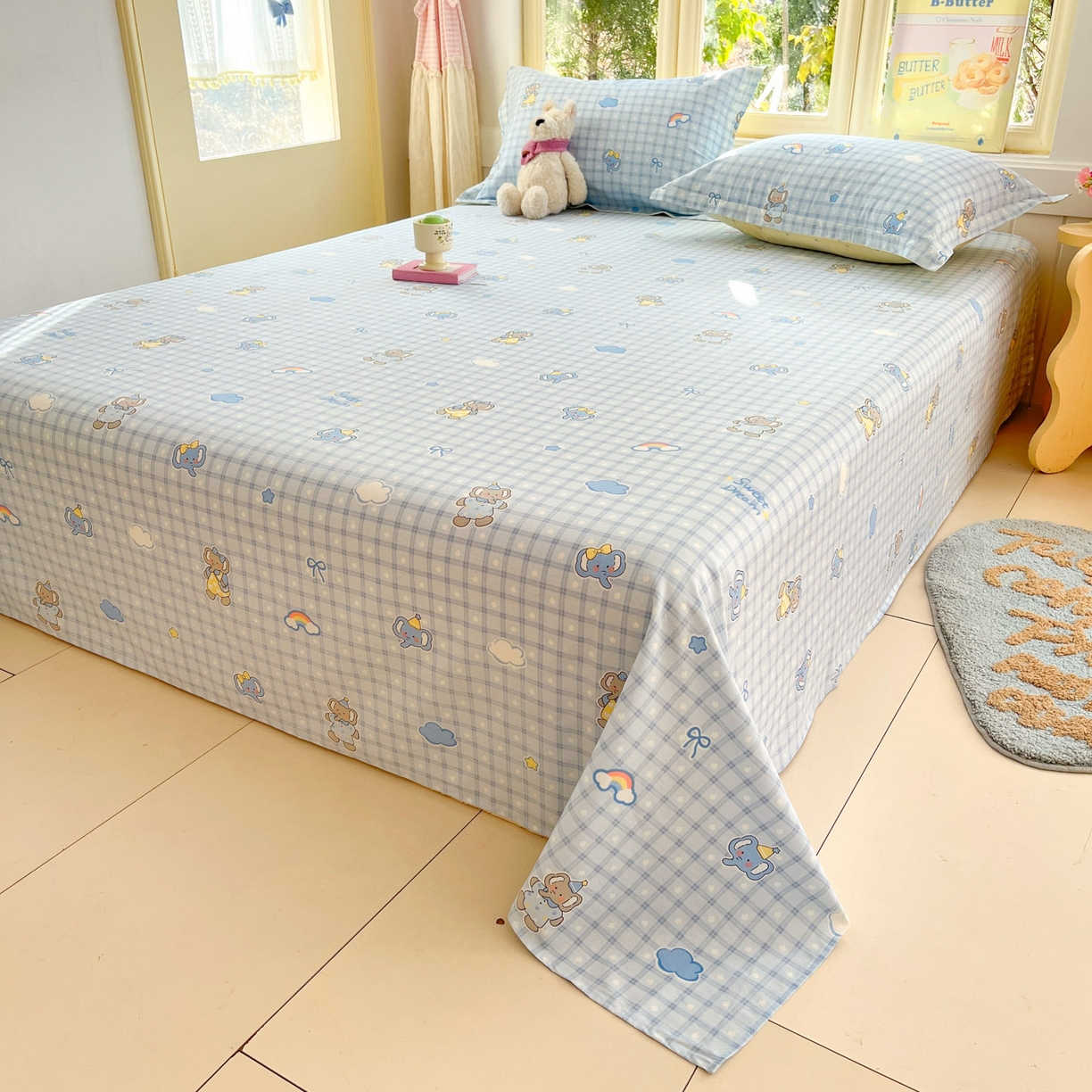 91家纺网 家纺一手货源 找家纺 莱通家纺 2026春夏新款全棉12868印花四件套单品系列-单床单 云朵象宝