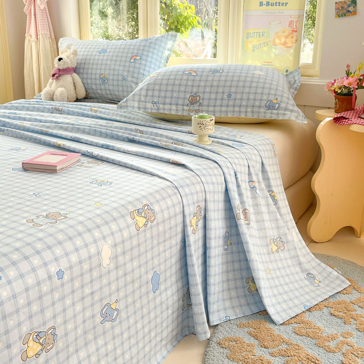 91家纺网 家纺一手货源 找家纺 莱通家纺 2026春夏新款全棉12868印花四件套单品系列-单床单 云朵象宝