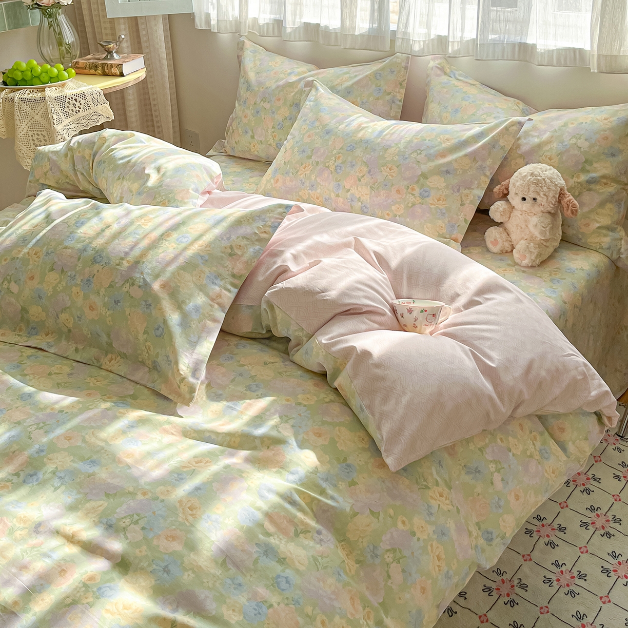 91家纺网 家纺一手货源 找家纺 花梦欣 2026新款全棉纯棉印花单品系列花卉款单被套被套单品单被套 栀子花语