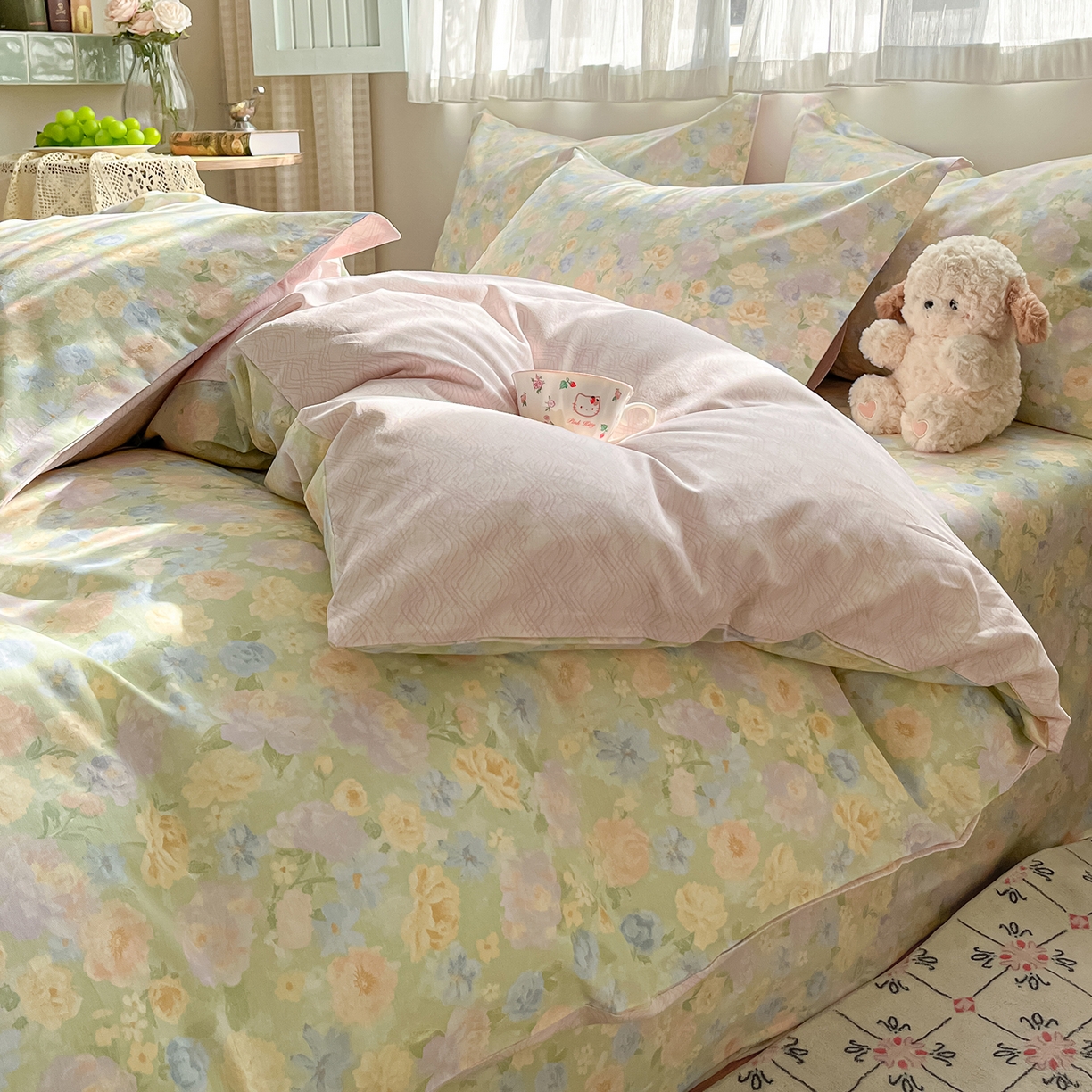 91家纺网 家纺一手货源 找家纺 花梦欣 2026新款全棉纯棉印花单品系列花卉款单被套被套单品单被套 栀子花语