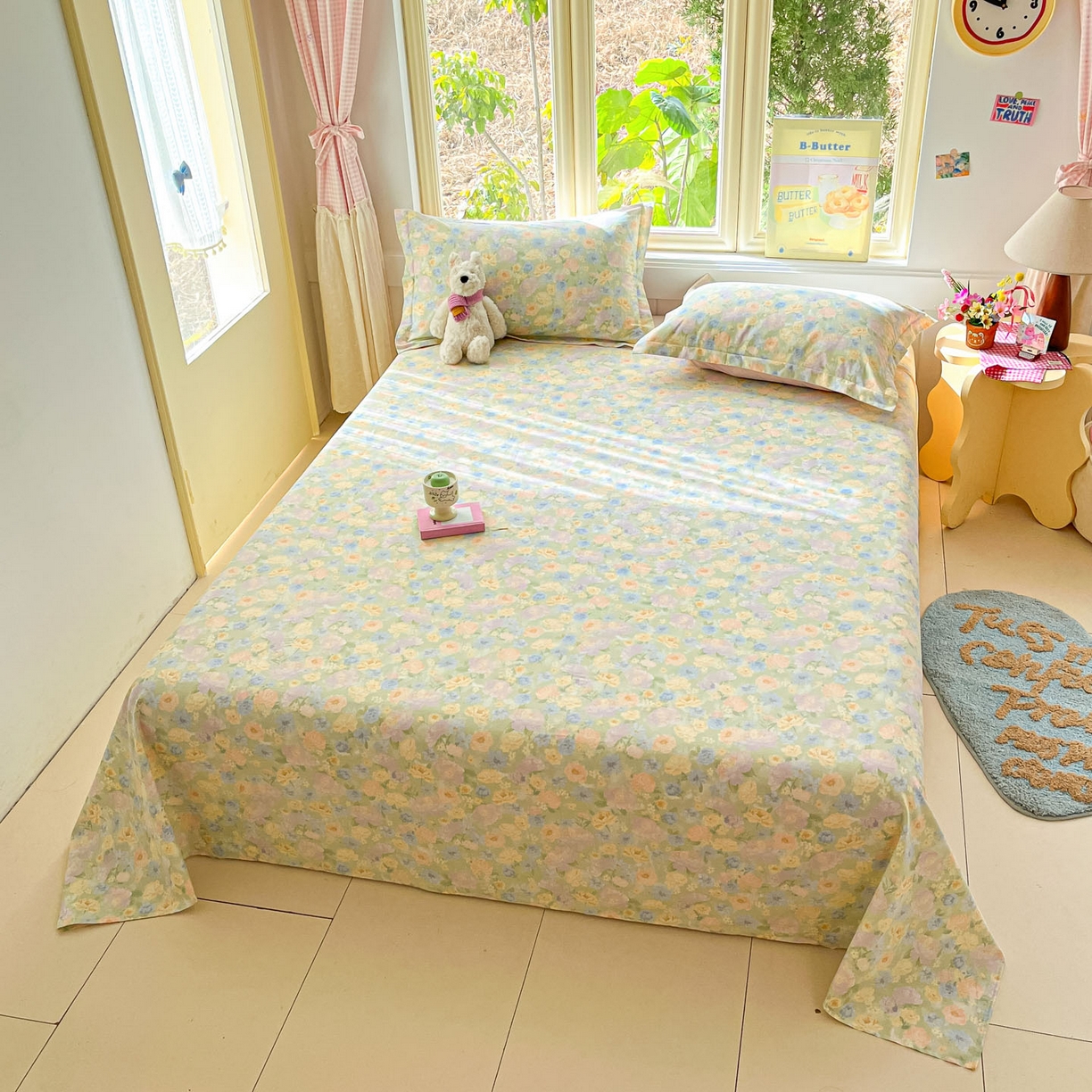 91家纺网 家纺一手货源 找家纺 莱通家纺 2026春夏新款全棉12868印花四件套单品系列-单床单 栀子花语