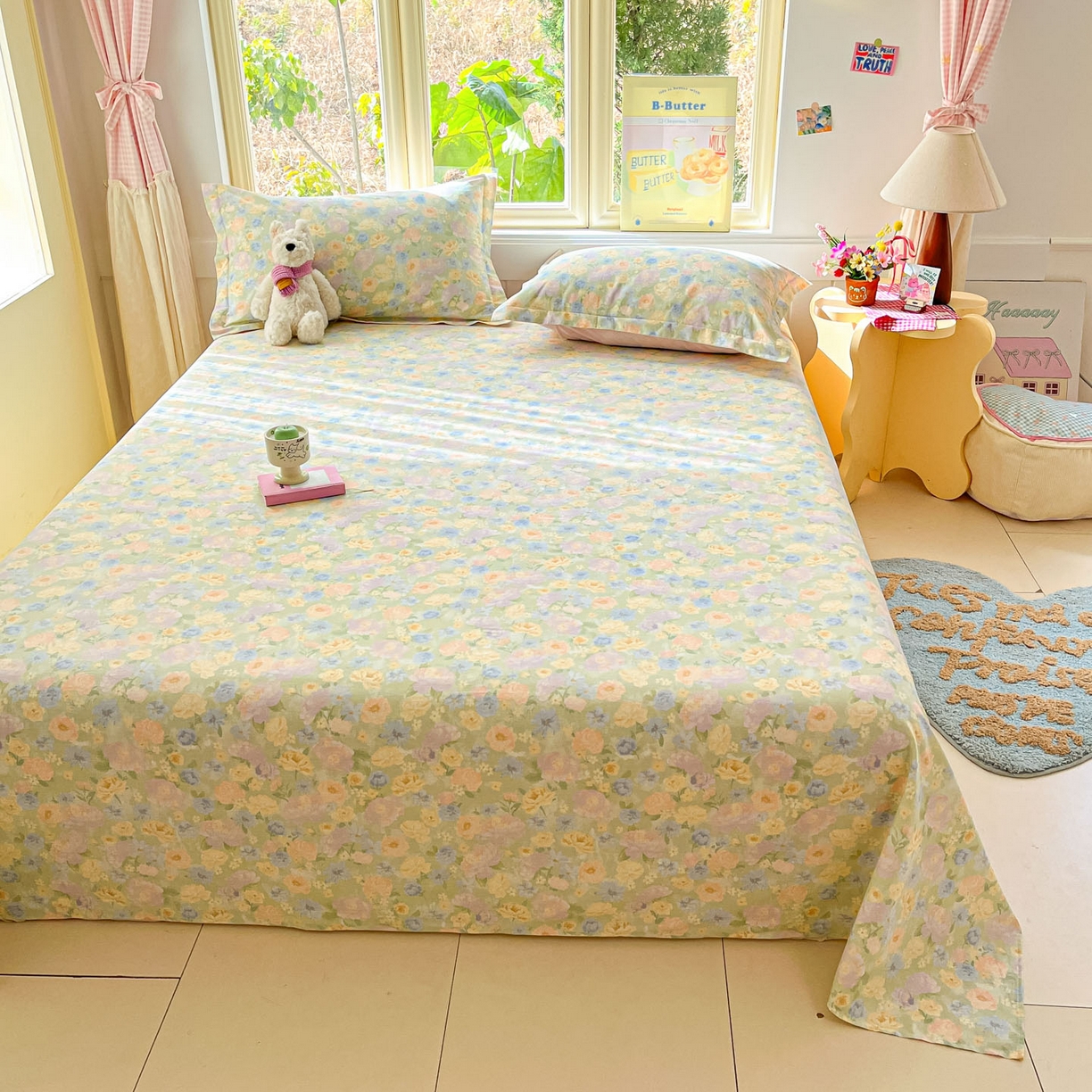 91家纺网 家纺一手货源 找家纺 莱通家纺 2026春夏新款全棉12868印花四件套单品系列-单床单 栀子花语