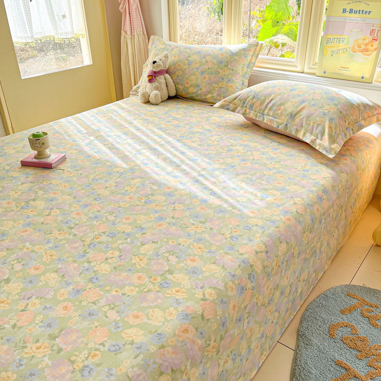 91家纺网 家纺一手货源 找家纺 莱通家纺 2026春夏新款全棉12868印花四件套单品系列-单床单 栀子花语