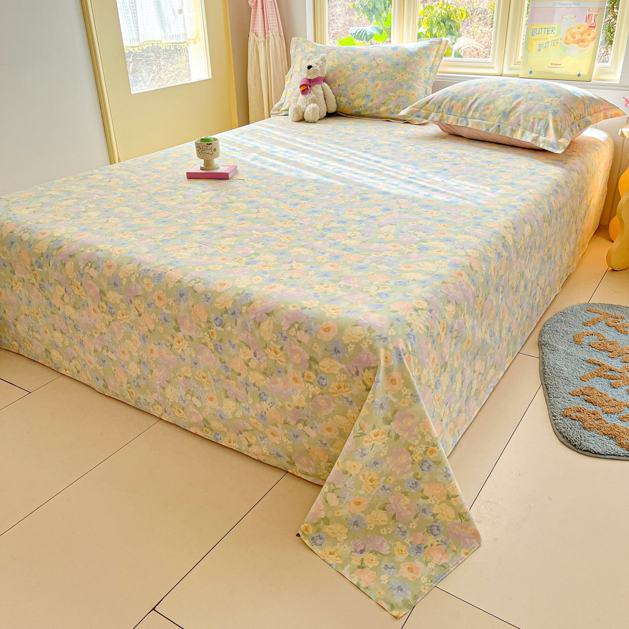 91家纺网 家纺一手货源 找家纺 莱通家纺 2026春夏新款全棉12868印花四件套单品系列-单床单 栀子花语