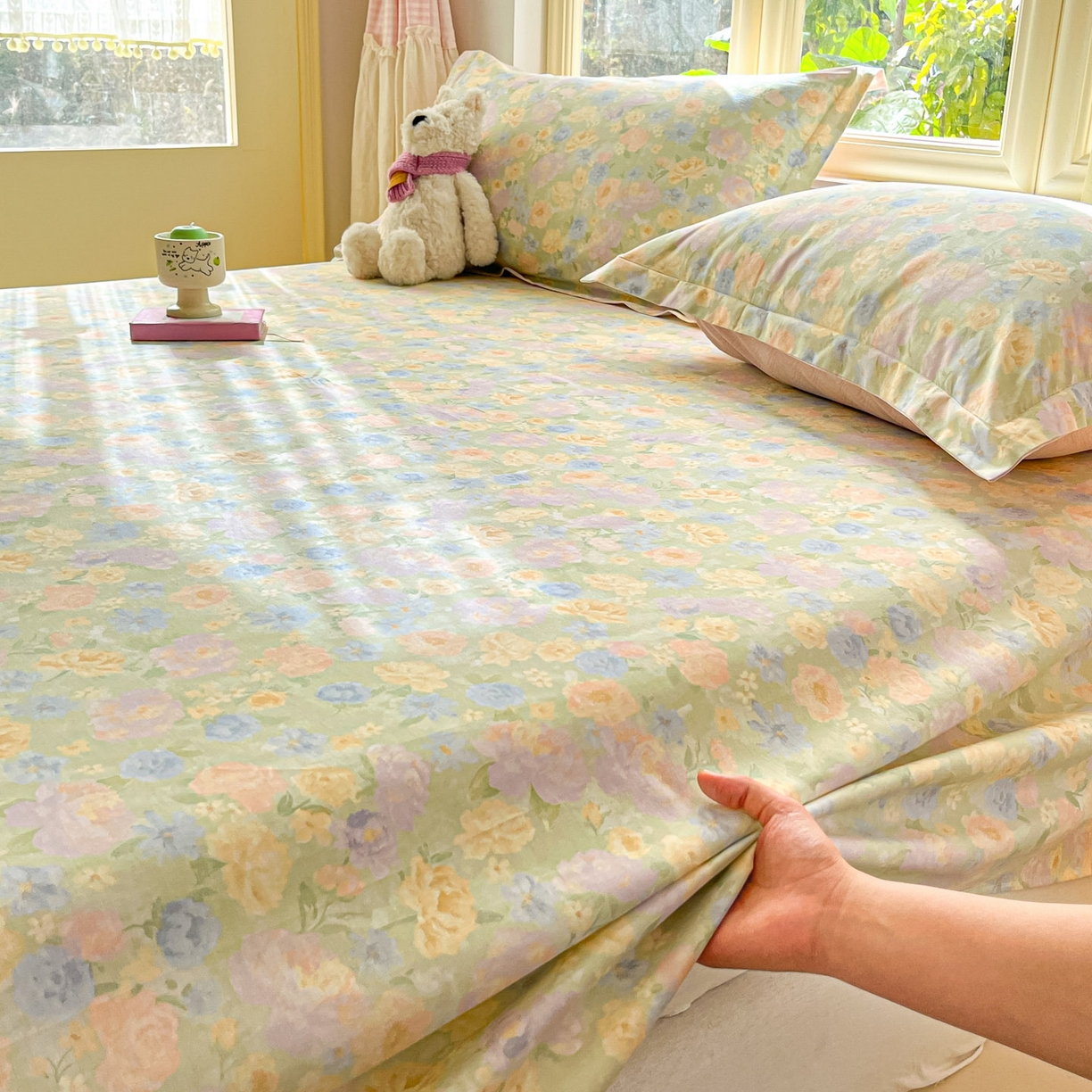 91家纺网 家纺一手货源 找家纺 莱通家纺 2026春夏新款全棉12868印花四件套单品系列-单床单 栀子花语