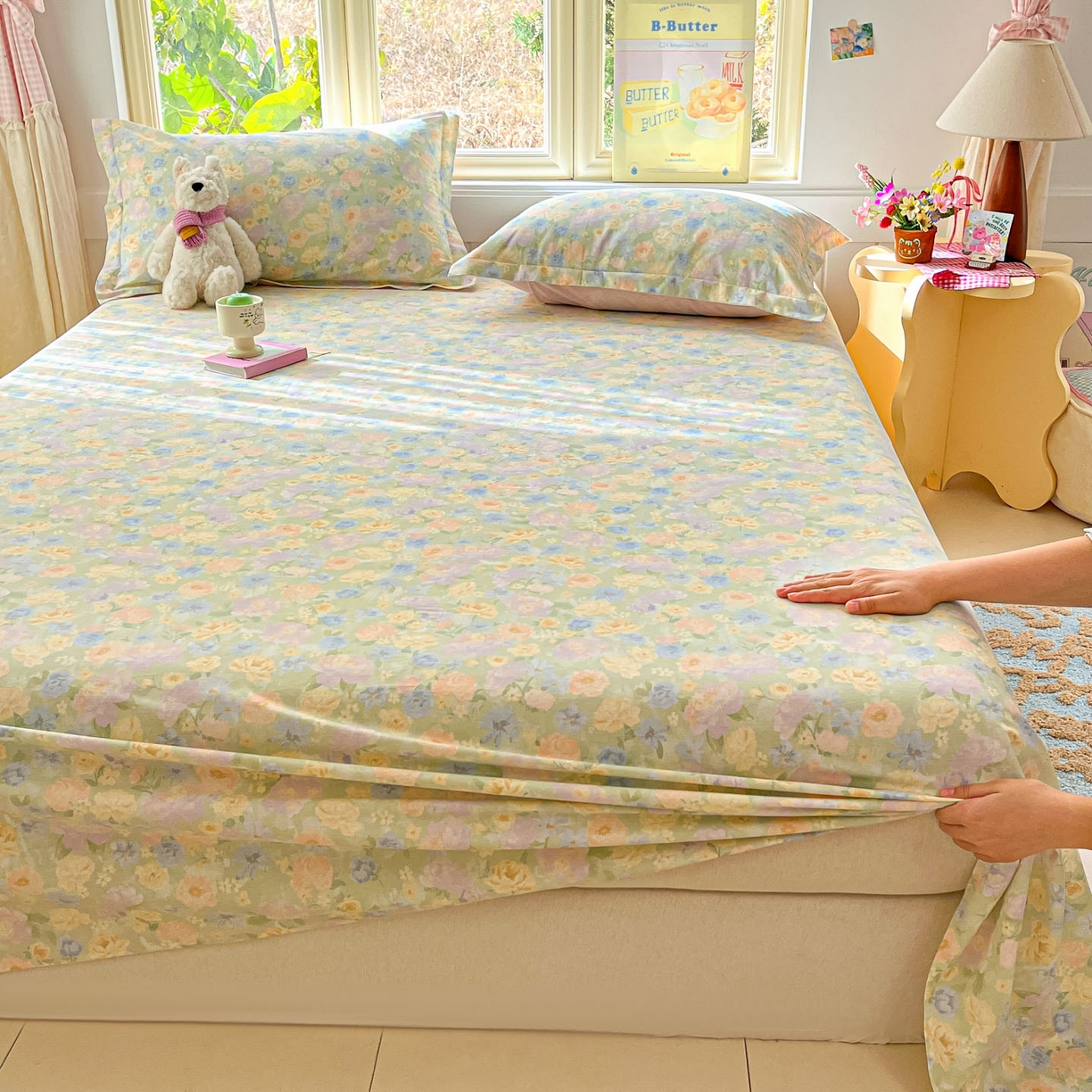 91家纺网 家纺一手货源 找家纺 莱通家纺 2026春夏新款全棉12868印花四件套单品系列-单床单 栀子花语