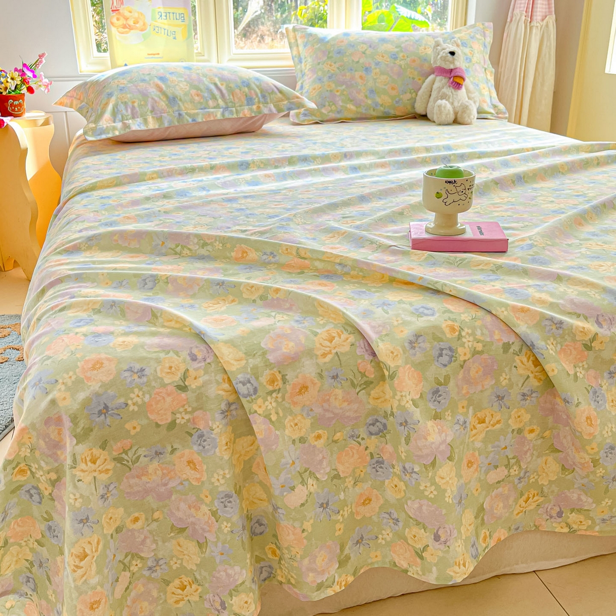 91家纺网 家纺一手货源 找家纺 莱通家纺 2026春夏新款全棉12868印花四件套单品系列-单床单 栀子花语