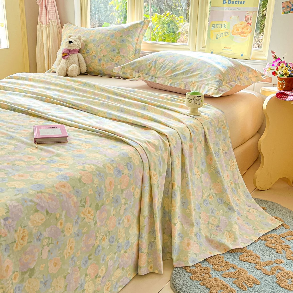 91家纺网 家纺一手货源 找家纺 莱通家纺 2026春夏新款全棉12868印花四件套单品系列-单床单 栀子花语