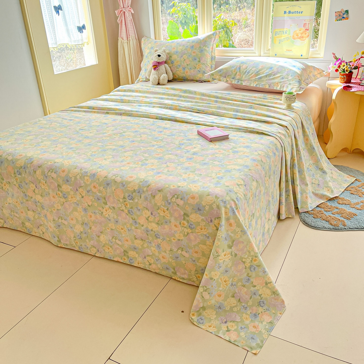 91家纺网 家纺一手货源 找家纺 莱通家纺 2026春夏新款全棉12868印花四件套单品系列-单床单 栀子花语