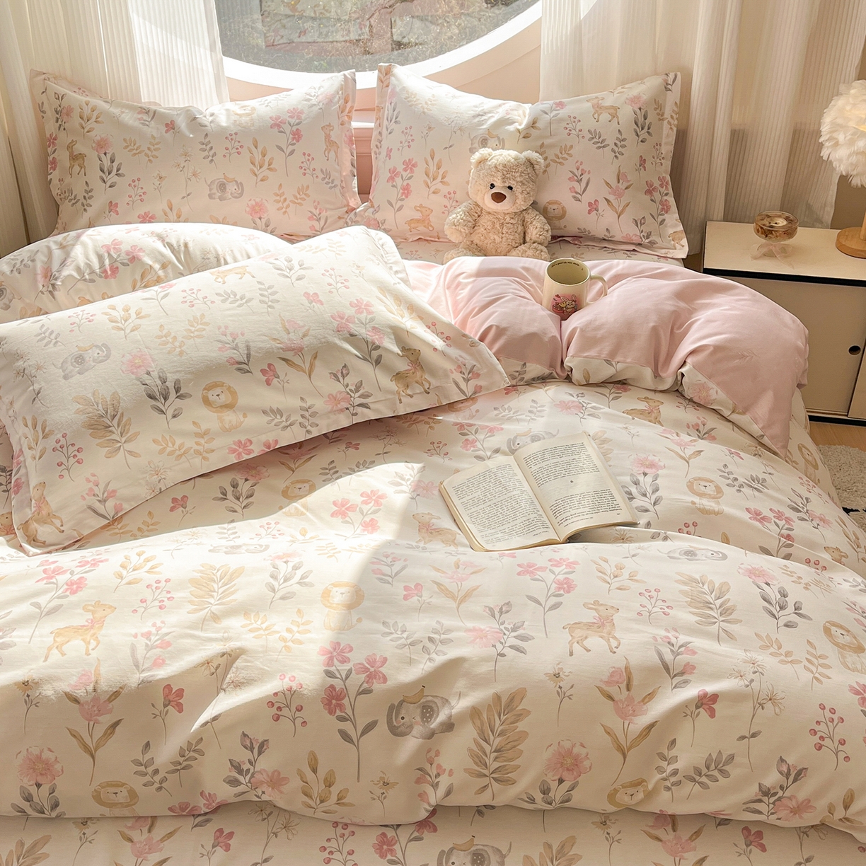 91家纺网 家纺一手货源 找家纺 花梦欣 2026新款全棉纯棉印花单品系列花卉款单被套被套单品单被套 自然手记粉