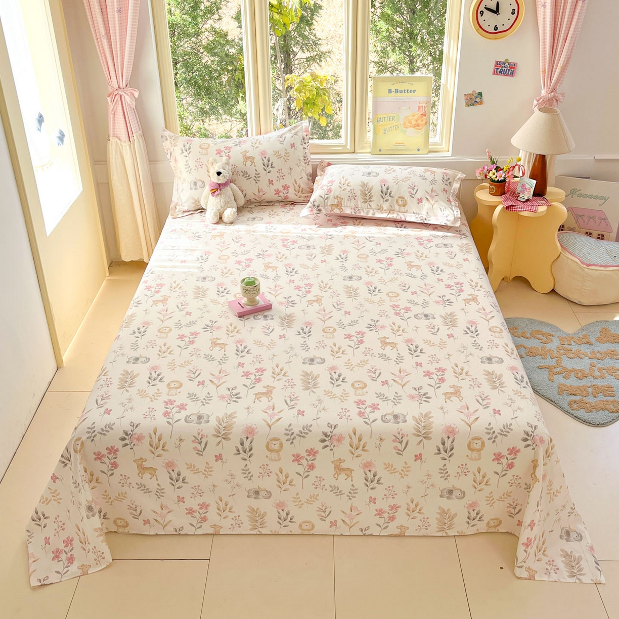 91家纺网 家纺一手货源 找家纺 莱通家纺 2026春夏新款全棉12868印花四件套单品系列-单床单 自然手记