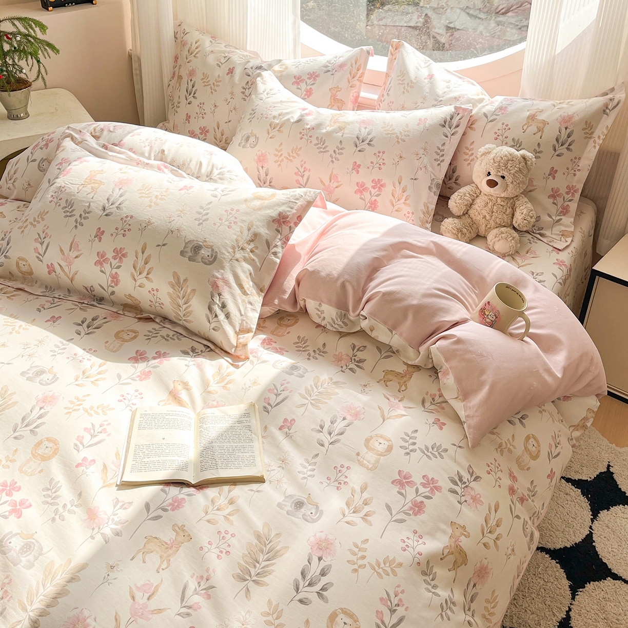 91家纺网 家纺一手货源 找家纺 花梦欣 2026新款全棉纯棉印花单品系列花卉款单被套被套单品单被套 自然手记粉