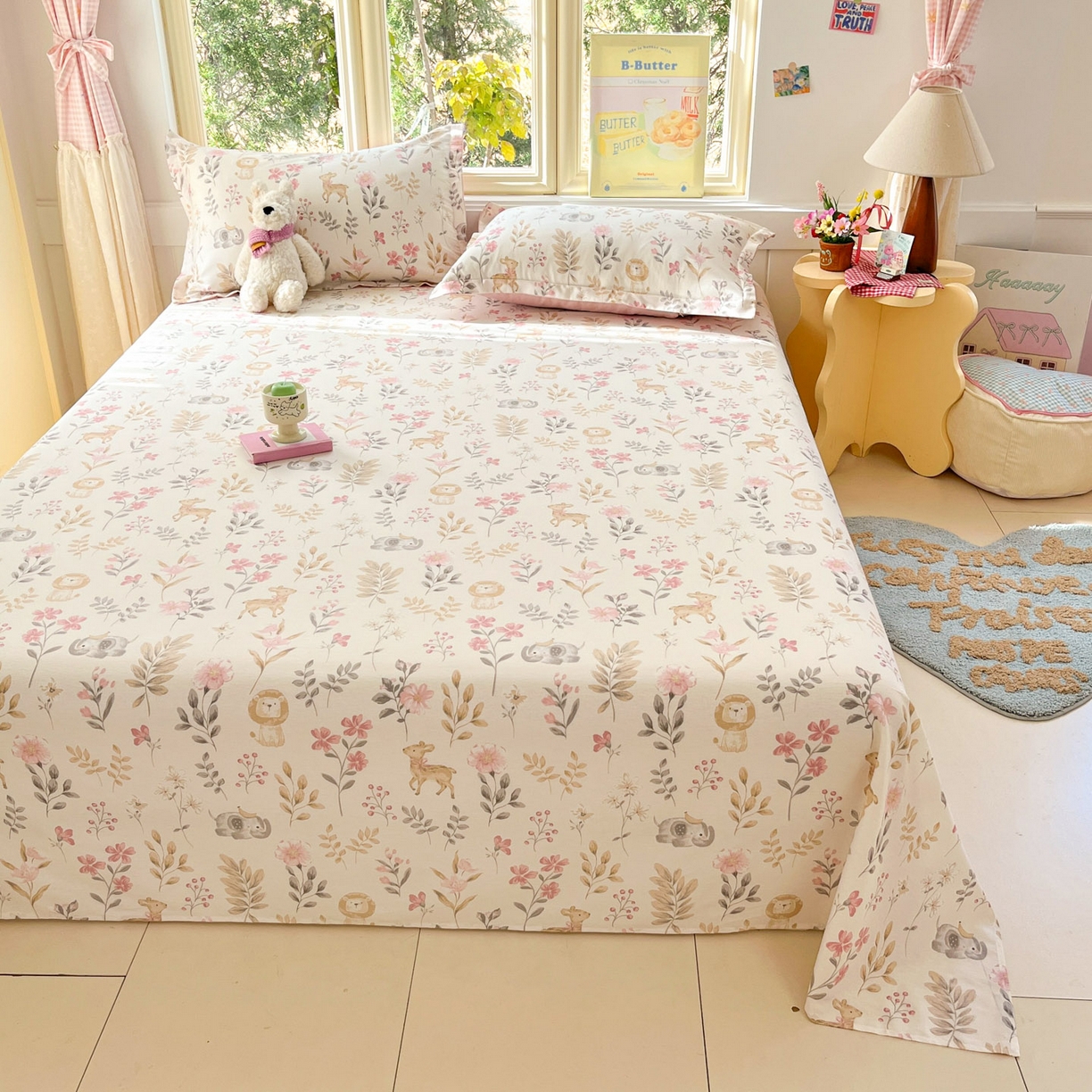 91家纺网 家纺一手货源 找家纺 莱通家纺 2026春夏新款全棉12868印花四件套单品系列-单床单 自然手记