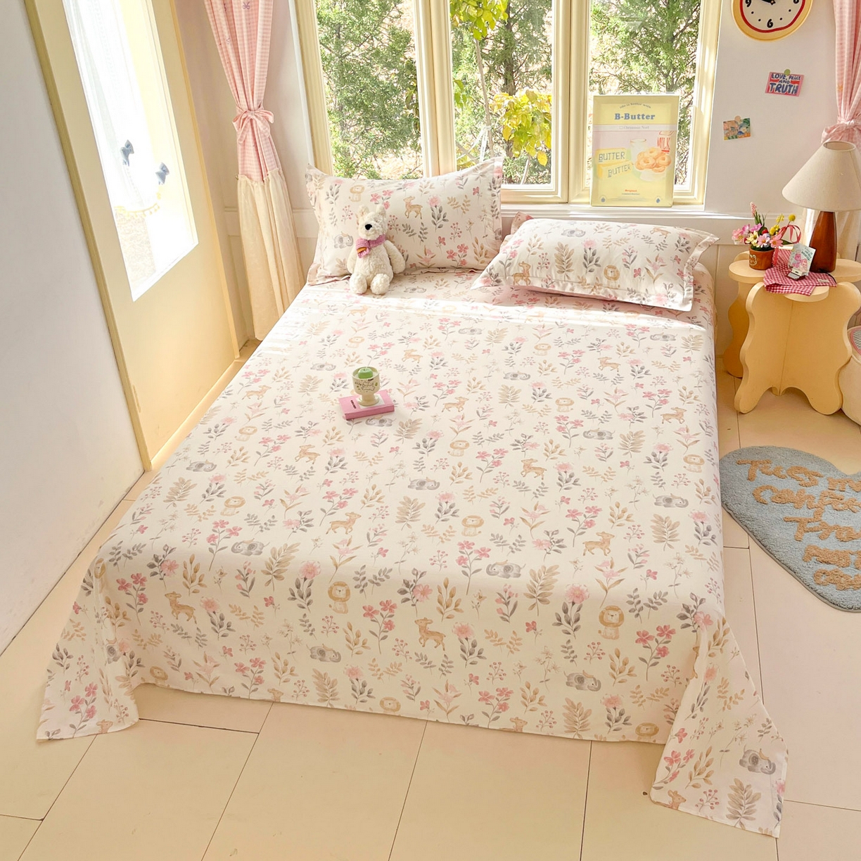 91家纺网 家纺一手货源 找家纺 莱通家纺 2026春夏新款全棉12868印花四件套单品系列-单床单 自然手记