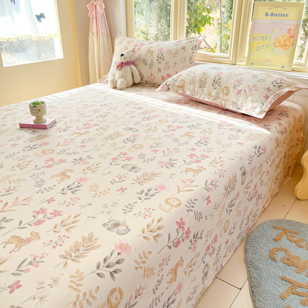 91家纺网 家纺一手货源 找家纺 莱通家纺 2026春夏新款全棉12868印花四件套单品系列-单床单 自然手记