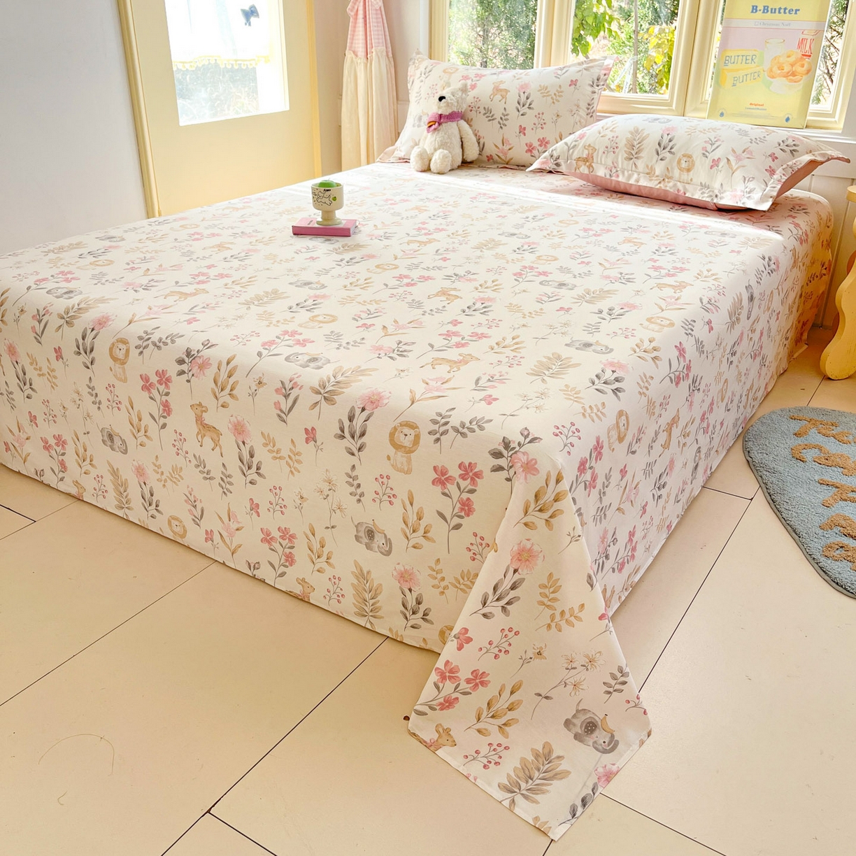 91家纺网 家纺一手货源 找家纺 莱通家纺 2026春夏新款全棉12868印花四件套单品系列-单床单 自然手记