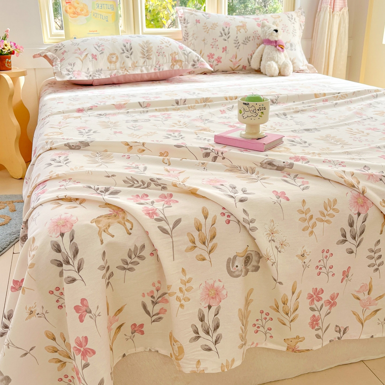 91家纺网 家纺一手货源 找家纺 莱通家纺 2026春夏新款全棉12868印花四件套单品系列-单床单 自然手记